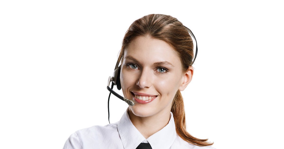 Customer support agent wearing a headset